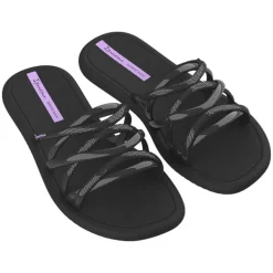 Chanclas Ipanema meu sol slide fem negras y lilas de pala con tiras entrecruzadas