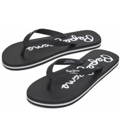Chanclas Pepe Jeans bay beach negras con detalles blancos