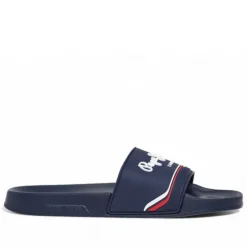 Chanclas Pepe Jeans slider original azules con detalles blancos y rojos