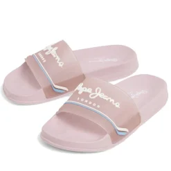 Chanclas Pepe Jeans slider origin rosas con detalles blancos y azules