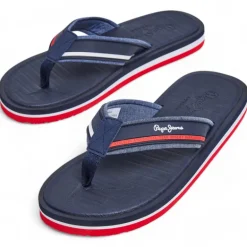 Chanclas Pepe Jeans west basic azules con detalles rojos