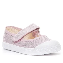 Merceditas QUETS! rosas caladas con cierre de velcro y puntera de goma