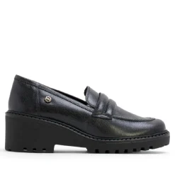MOCASINES DE PIEL CON CUÑA NEGRA LARI PORRONET