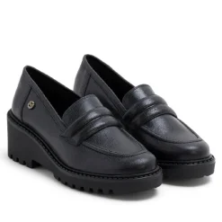 MOCASINES DE PIEL CON CUÑA NEGRA LARI PORRONET