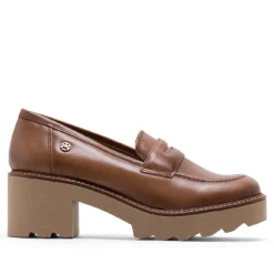 MOCASINES DE PIEL CON TACÓN TAUPE MABEL PORRONET