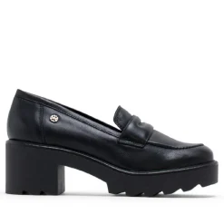 MOCASINES DE PIEL CON TACÓN NEGRO MABEL PORRONET