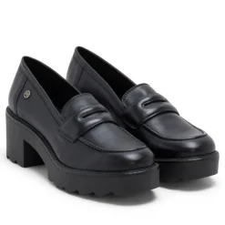 MOCASINES DE PIEL CON TACÓN NEGRO MABEL PORRONET