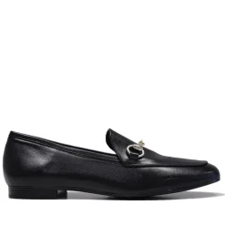 Mocasín Redlove lizbeth negros de peil con cadena fina dorada
