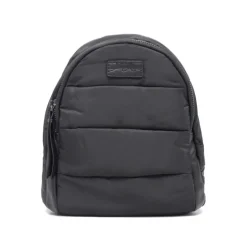 Mochila mochila negra acolchada con doble bolsillo