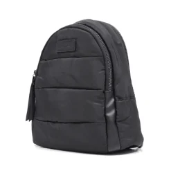 Mochila mochila negra acolchada con doble bolsillo