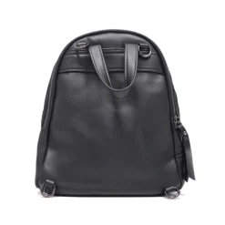 Mochila mochila negra acolchada con doble bolsillo