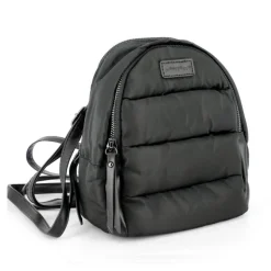 Mochila mochila negra acolchada con doble bolsillo