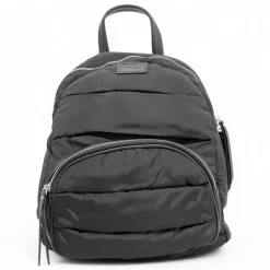 Mochila Querol negra de efecto acolchado con cremallera delantera