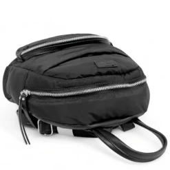 Mochila Querol negra de efecto acolchado con cremallera delantera