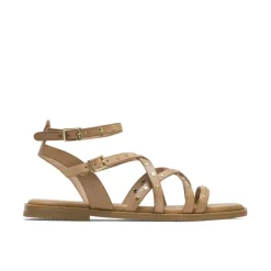 SANDALIA PLANA ROMANA DE PIEL TACHUELAS TAUPE VERNA PORRONET