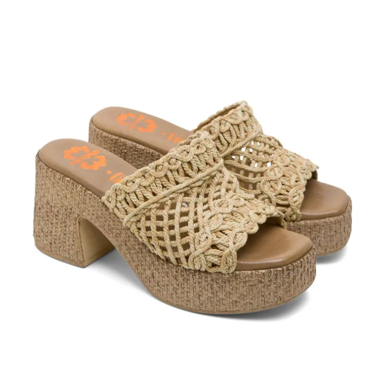 SANDALIA TACON TEXTIL NATURAL JUDITH PORRONET