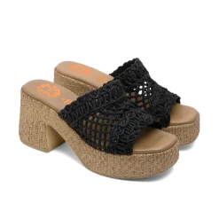 SANDALIA TACON TEXTIL NEGRA JUDITH PORRONET