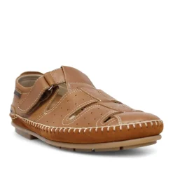 Sandalias Baerchi marrones de piel con cierre de velcro y costuras vista para hombre