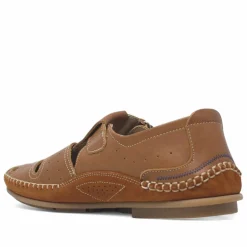 Sandalias Baerchi marrones de piel con cierre de velcro y costuras vista para hombre
