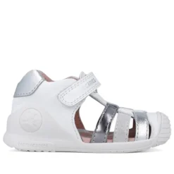 SANDALIAS BIOMECANICS DE NIñA BLANCO Y PLATA 252104B
