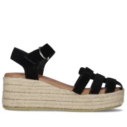 Sandalias cuña Chika 10 new bonita 10 negras estilo cangrejera