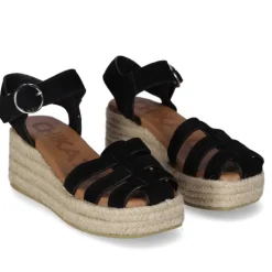 Sandalias cuña Chika 10 new bonita 10 negras estilo cangrejera