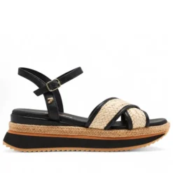 Sandalias cuña Gioseppo boscawen negras de rafia