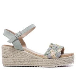 Sandalias cuña Owel bondi de esparto con frontal trenzado azul