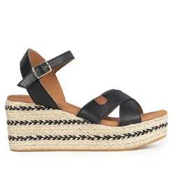Sandalias cuña Popa benijo napa negro
