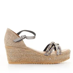 Sandalias cuña Porronet tiras trenzadas plomo lía