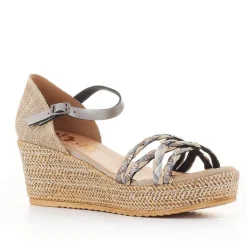 Sandalias cuña Porronet tiras trenzadas plomo lía