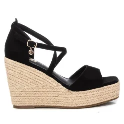 Sandalias cuña Xti negras con cruzado al tobillo