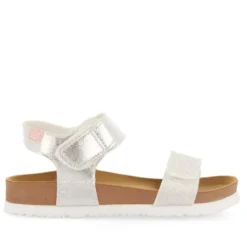 sandalias Gioseppo de suela bio plateadas y blancas para niña aransas