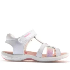 sandalias Pablosky blancas cerradas con detalle arcoíris