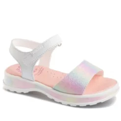 sandalias Pablosky blancas de piel con banda multicolor