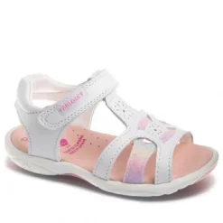 sandalias Pablosky blancas cerradas con detalle arcoíris