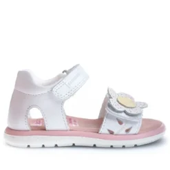 sandalias Pablosky con doble velcro y flor delantera en dos tonos