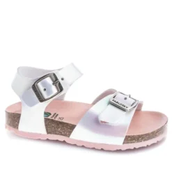 sandalias Pablosky metalizadas con doble hebilla y estilo bio