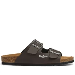 Sandalias Pepe Jeans double kansas en marrón con doble hebilla y estilo bio