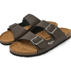 Sandalias Pepe Jeans double kansas en marrón con doble hebilla y estilo bio