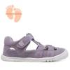 sandalias Pirufin lilas estilo cangrejera de piel y respetuosas para niña