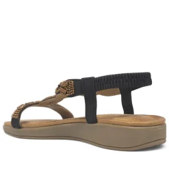 Sandalias planas con abalorios marrones y goma posterior para mujer