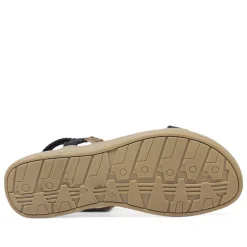 Sandalias planas con abalorios marrones y goma posterior para mujer