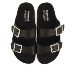 Sandalias planas Gioseppo eldridge total black con hebillas joya estilo bio
