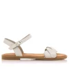 Sandalias planas Mustang zue beige con tiras delanteras trenzadas de piel