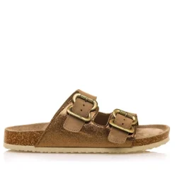 Sandalias planas Mustang lazy marrones metalizadas tipo bio