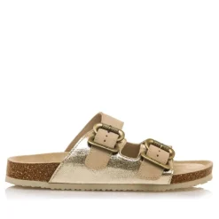 Sandalias planas Mustang lazy doradas tipo bio
