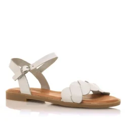 Sandalias planas Mustang zue beige con tiras delanteras trenzadas de piel