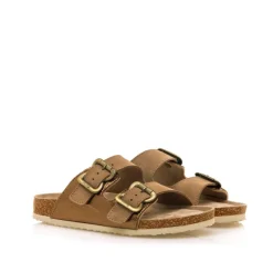 Sandalias planas Mustang lazy marrones metalizadas tipo bio