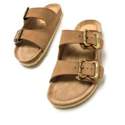 Sandalias planas Mustang lazy marrones metalizadas tipo bio
